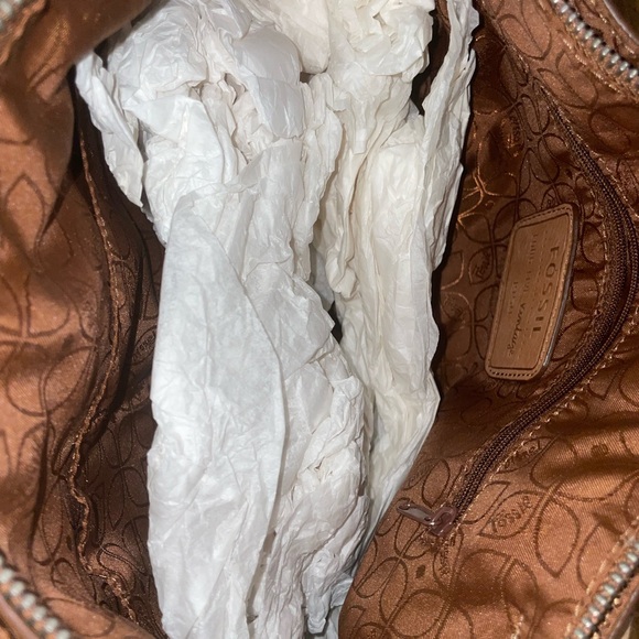 Fossil Long Live Vintage 1954 Tan Pebbled Leather Multi Compartment Purse Bag - Picture 5 of 6